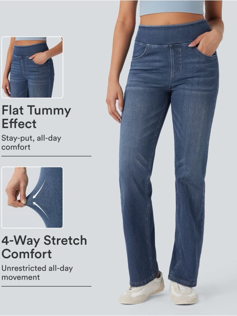 Halara Flex™ High-Waisted Tummy Control Washed Casual Bootcut Jean - XS (0/2)
